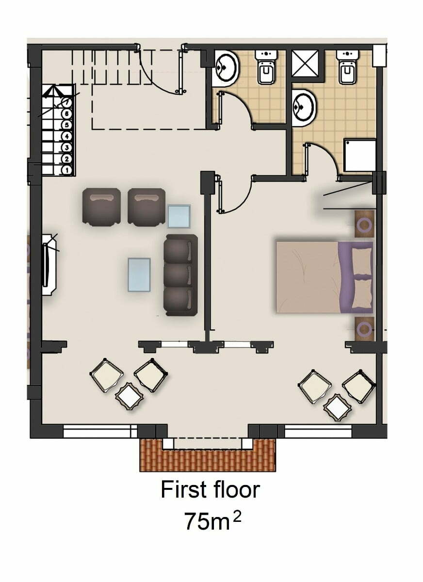 75M%C2%B2 One Bedroom First Floor Naama Town Residence