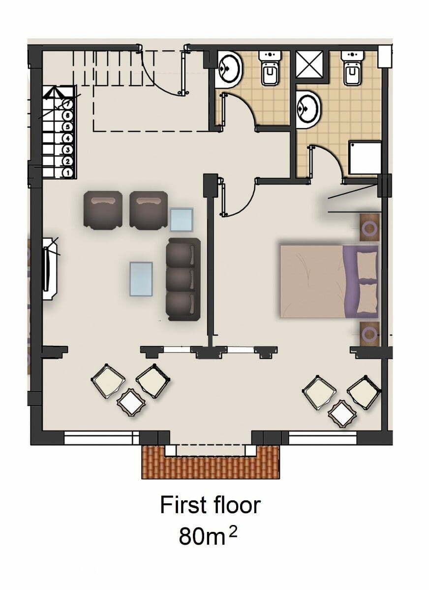 80M%C2%B2 One Bedroom First Floor Naama Town Residence