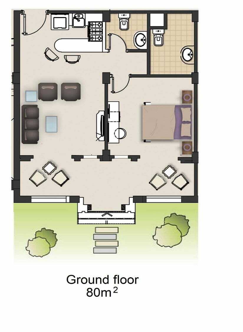 80M%C2%B2 One Bedroom Ground Floor Naama Town Residence