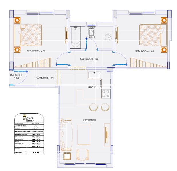 84M² G Floor 2 Bedroom A02 Royal Residence 4